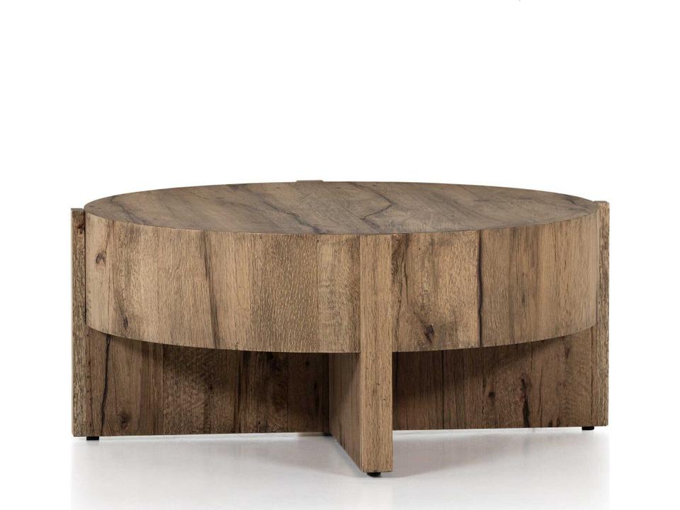 Bingham Coffee Table Rustic Oak Drum Style