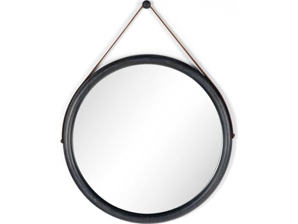 Des Fulton Round Wall Mirror Black Wash Poplar