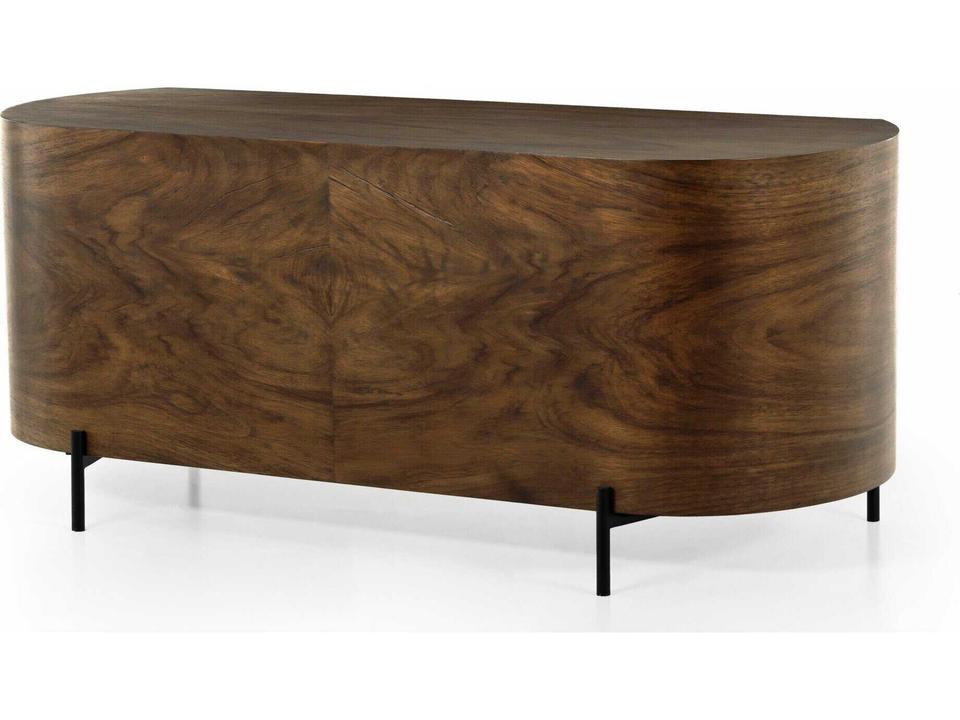 Wesson Lunas Executive Desk in Caramel Guanacaste and Bronzed Iron