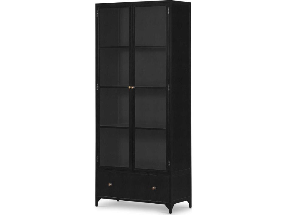 Belmont Iron and Glass Display Cabinet in Matte Black