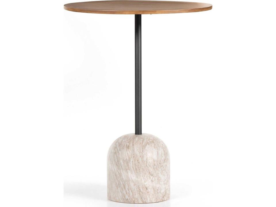 Rockwell Faye Bar and Counter Table in Dark Natural Oak and Antique White Marble