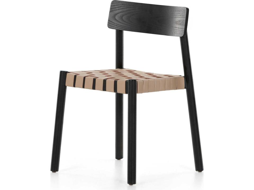 Allston Heisler Leather Ash Wood Black Upholstered Side Dining Chair
