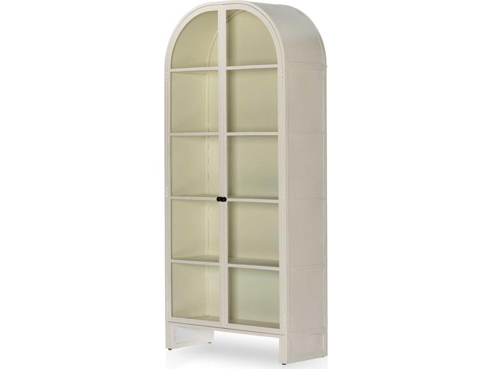 Breya Iron Display Cabinet with Glass Doors in Cream Powder Coat