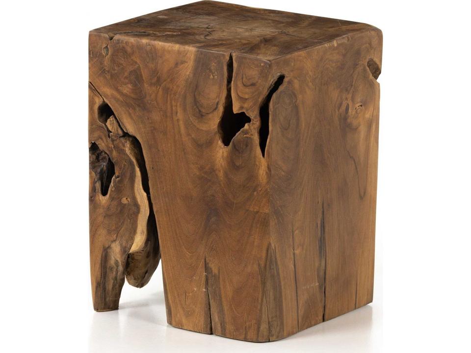 Duvall Teak Square Accent Stool Aged Natural Teak