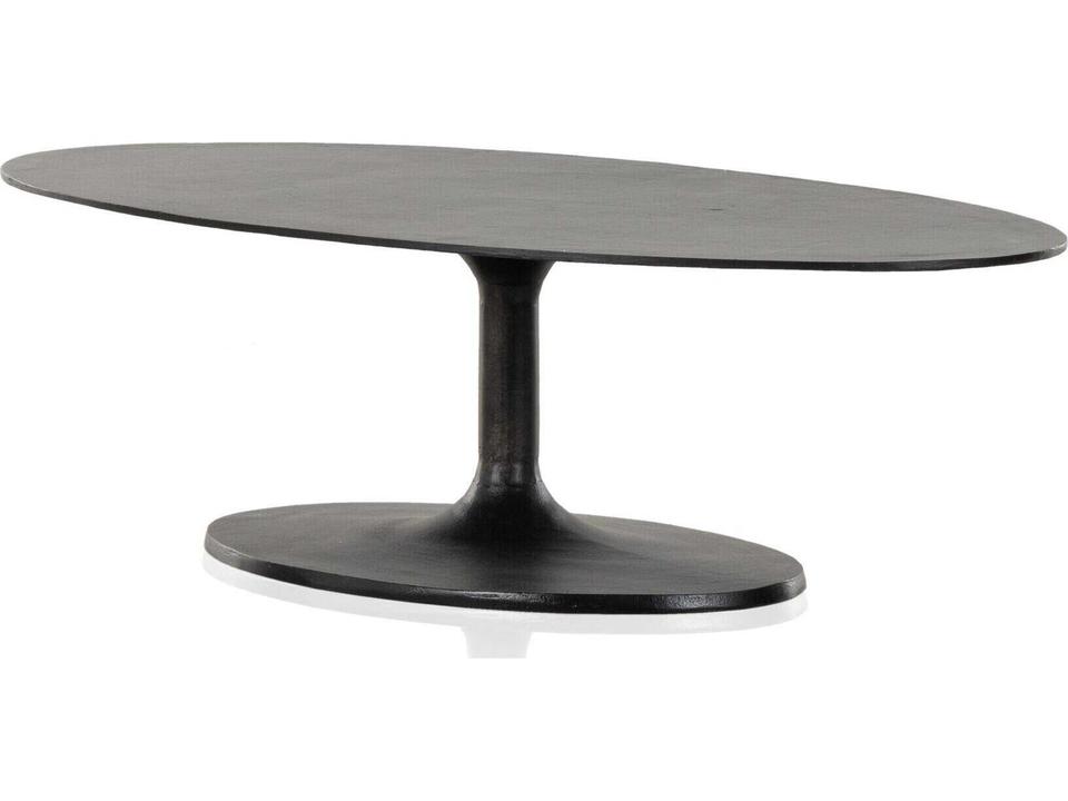 Marlow Simone Oval Coffee Table in Raw Black Aluminum