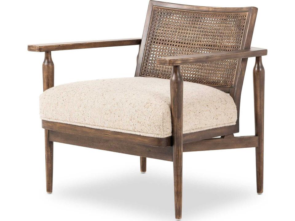 Kensington Xavier Accent Chair with Cane Back and Hasselt Taupe Linen Blend Fabric