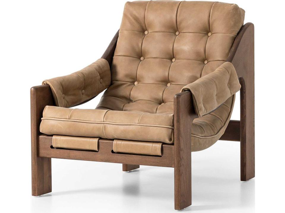 Halston Leather Accent Chair in Palermo Drift and Terra Brown Ash