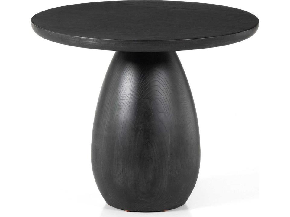 Merla Round End Table Tall Black Wash Ash Veneer