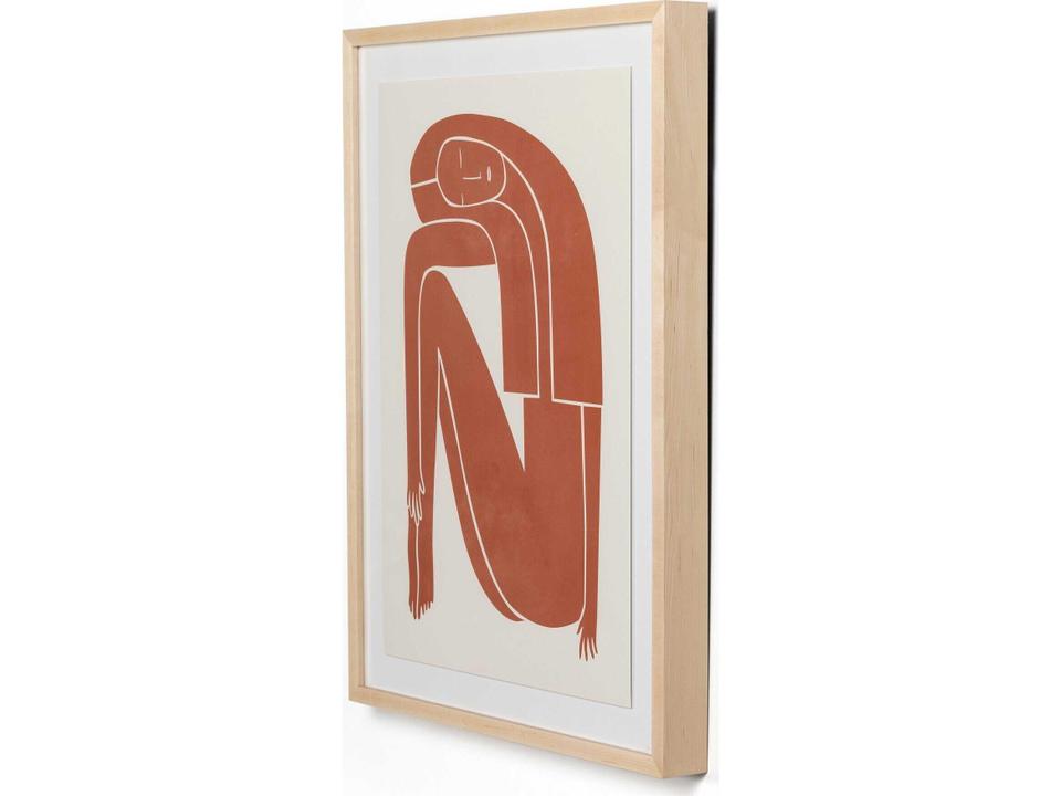Art Studio Figurative Figure Terracotta Print by Roseanne Kenny with Natural Maple Frame