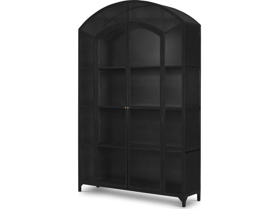 Belmont Wide Metal Display Cabinet in Black Iron