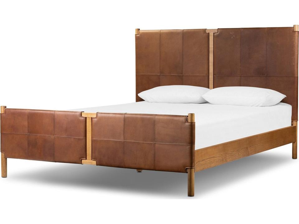 Bolton Brown Ash Wood Upholstered California King Panel Bed