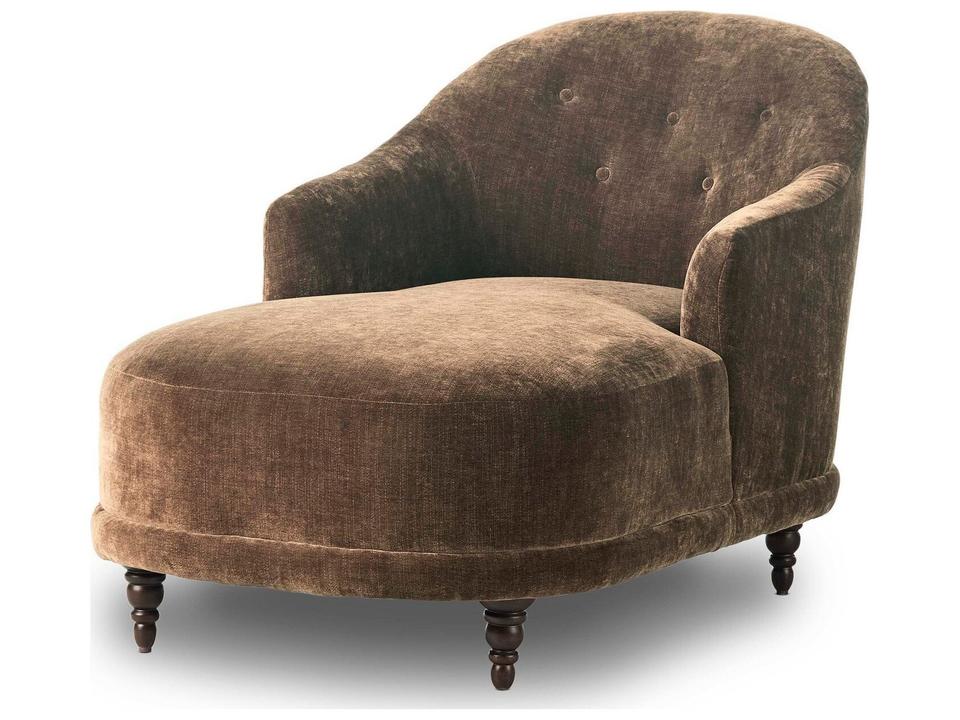 Centrale Mushroom Brown Velvet Upholstered Chaise Lounge