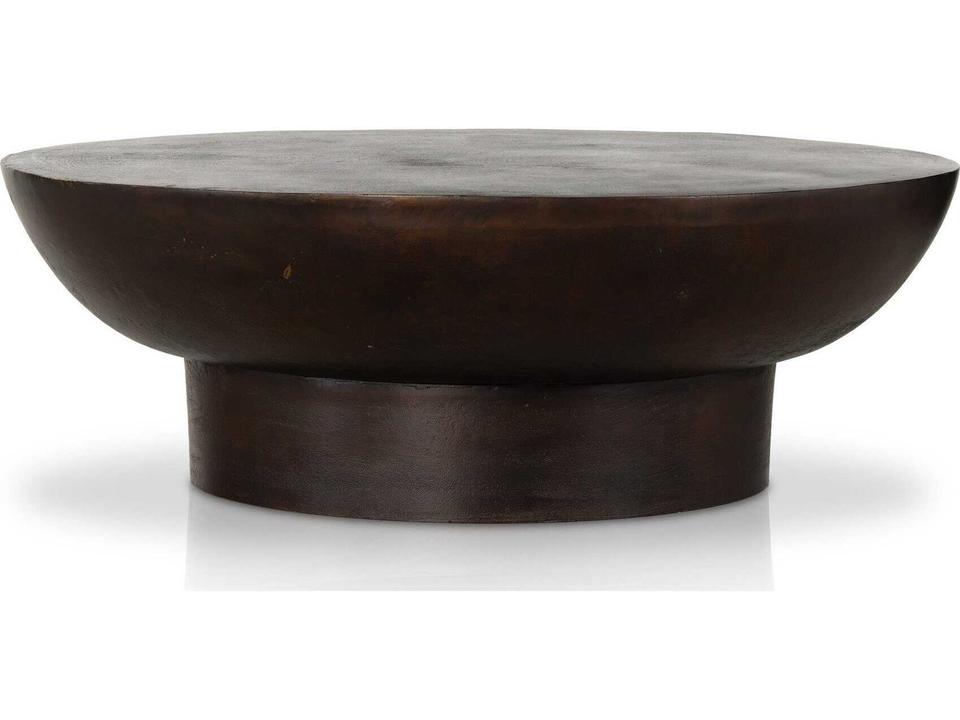 Marlow Searcy Round Coffee Table in Antique Rust Aluminum