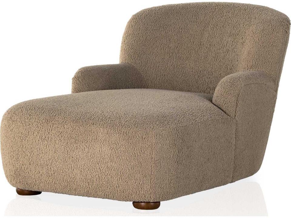 Kadon Chaise Lounge in Sheepskin Camel Polyester