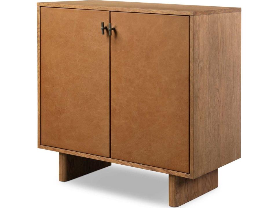 Bolton Palermo Cognac Amber Oak Veneer Brown Wood Accent Chest