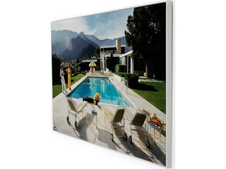 Art Studio Palm Springs Pool by Slim Aarons Wall Art in White Maple