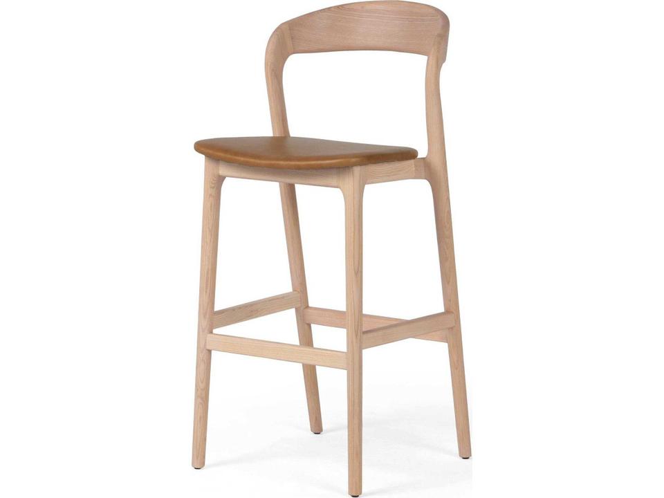 Allston Amare Leather Ash Wood Natural Sonoma Butterscotch Bar Stool