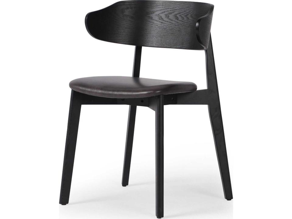 Allston Franco Leather Ash Wood Black Upholstered Side Dining Chair