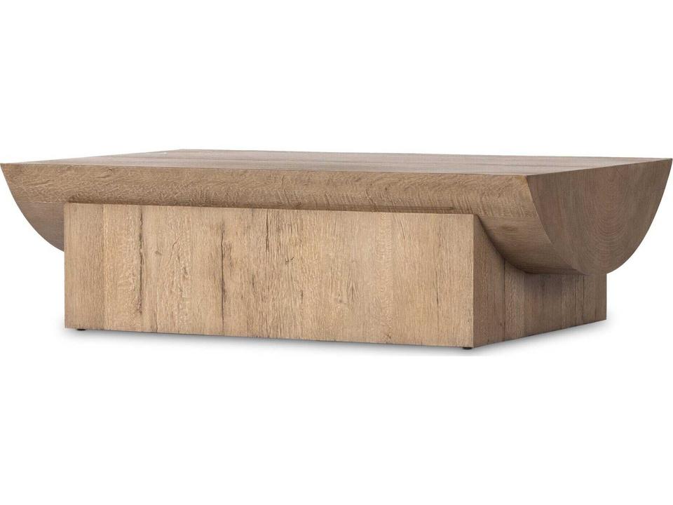 Wesson Elbert Rectangular Wood Rustic Oak Veneer Guanacaste Oyster Coffee Table