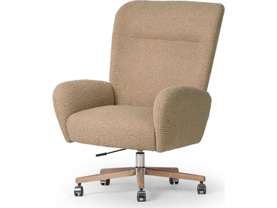 Allston Cade Sheepskin Camel Desk Chair Adjustable Swivel