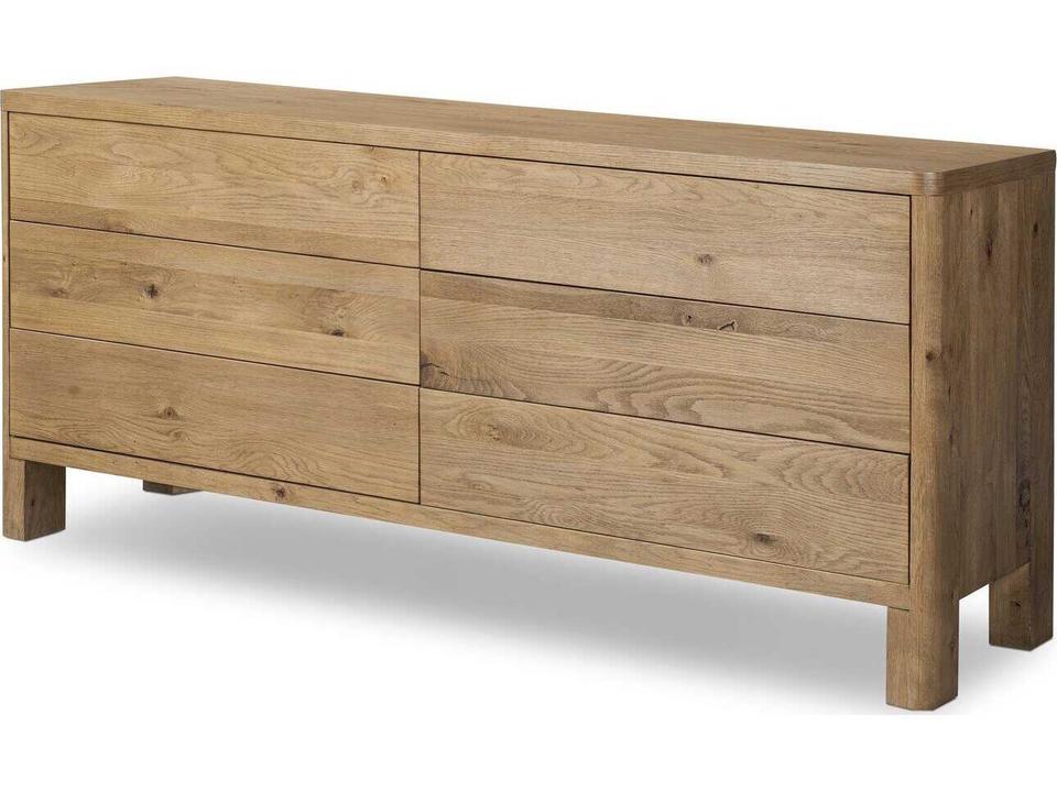Noeline 6-Drawer Dresser Resawn Oak Veneer Worn Oak Finish