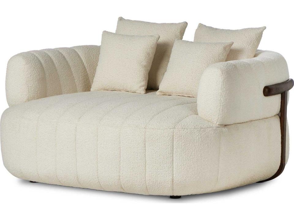 Farrow White Fabric Chair and a Half with Oak Frame