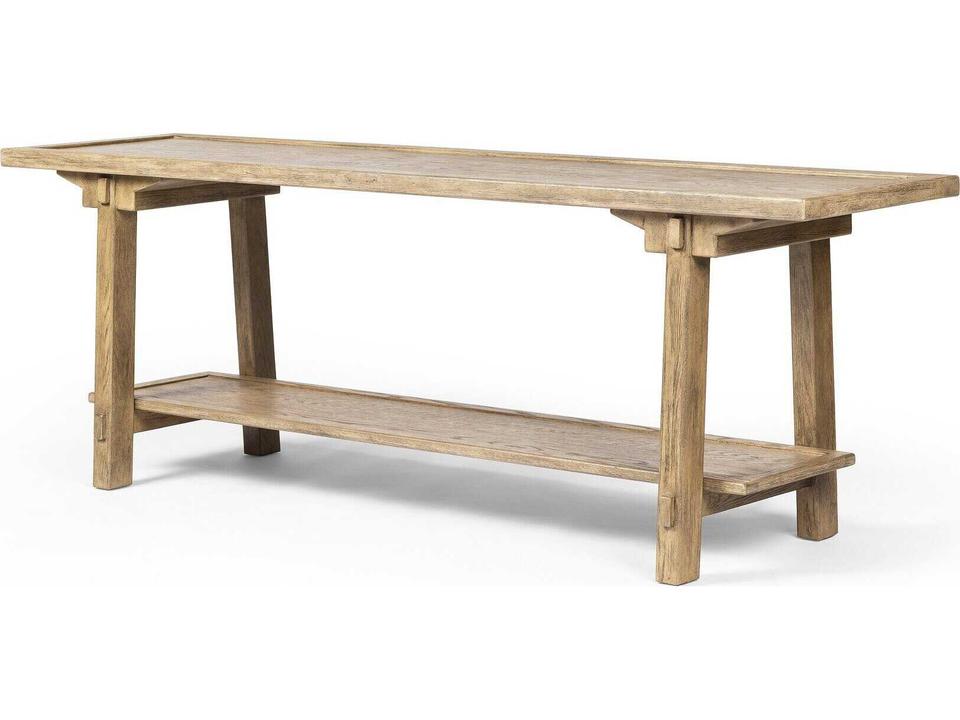 Wells Trinity Rectangular Console Table in Distressed Light Oak