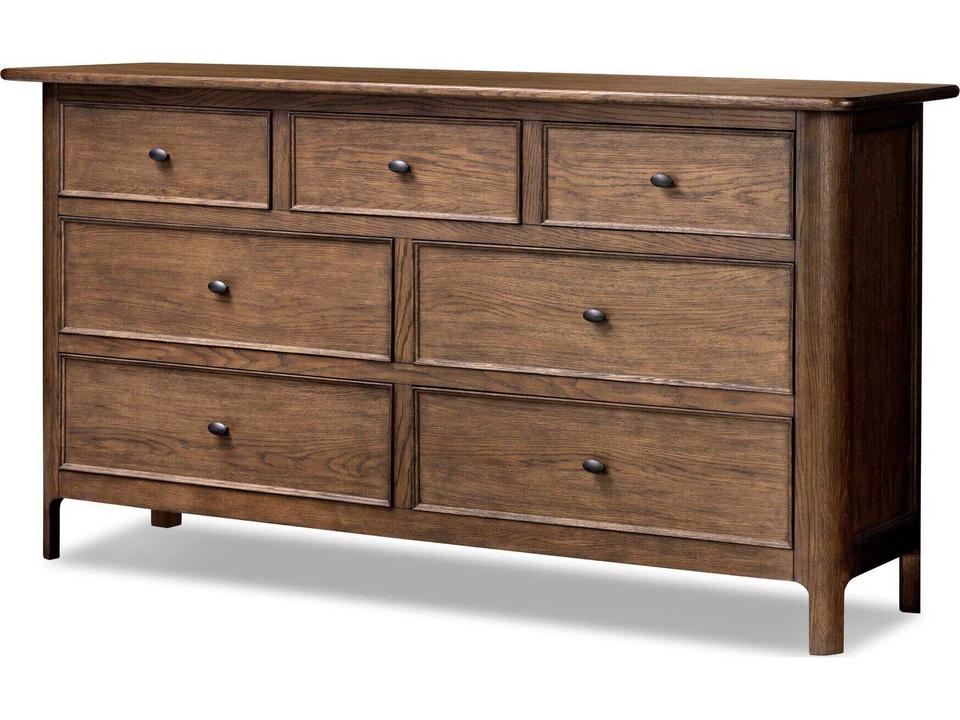 Bolton Russ 7-Drawer Double Dresser in Aged Oak Veneer