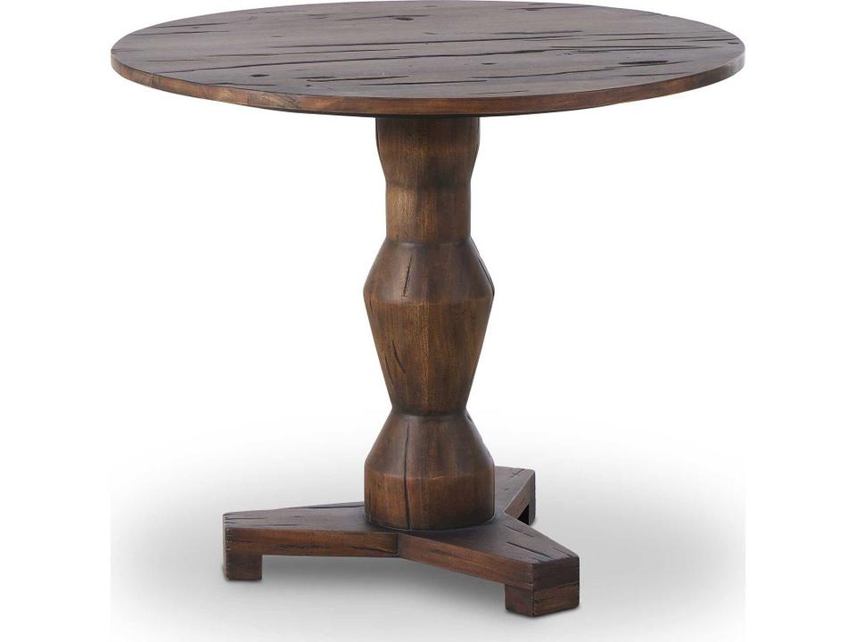 Theory Round Wood Antique Belgium Bleach End Table