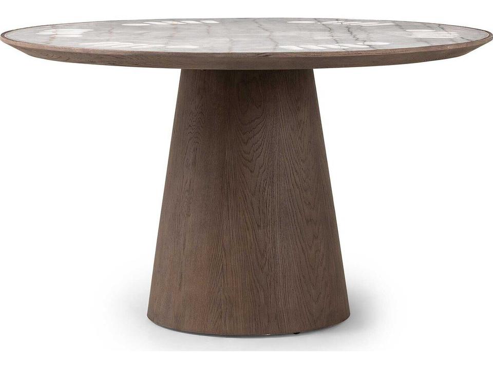 Skye Round Poker Table Weathered Dark Oak and White Marble