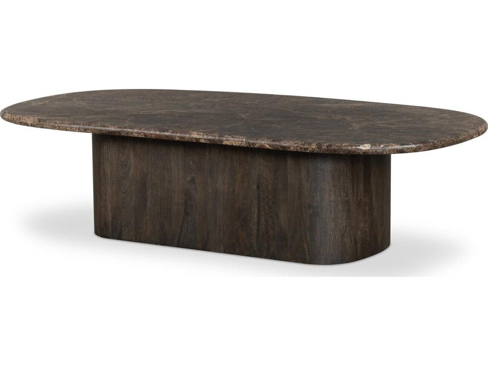 Tori Prescott Oval Marble Coffee Table in Brown