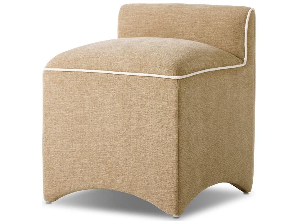Allonia Upholstered Accent Stool in Laughlin Natural with Arched Base