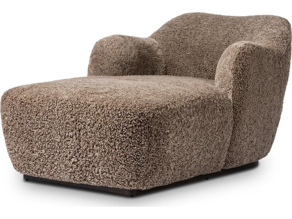 Westgate Julius Chaise Taupe Shearling Upholstered Chaise Lounge