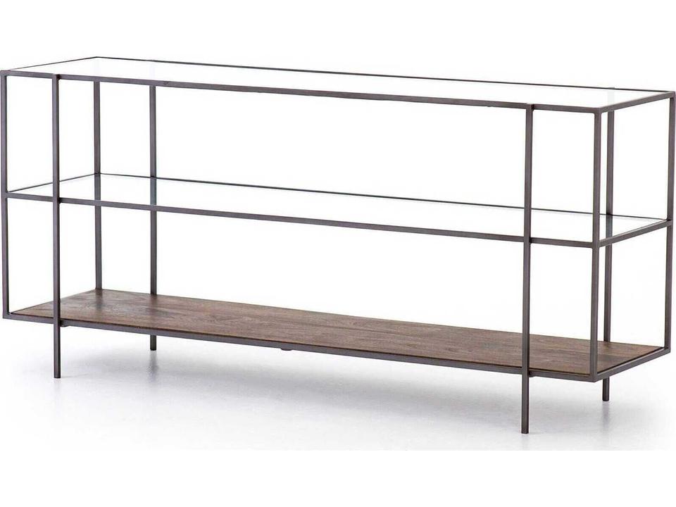 Harmon Byron Rectangular Console Table in Aged Brown and Dark Iron