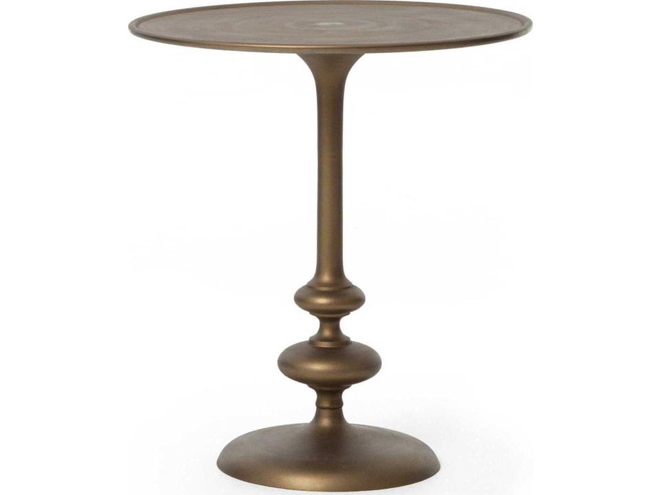 Marlow Matchstick Pedestal End Table in Matte Brass