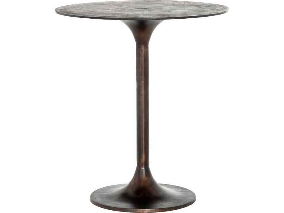 Simone Round Counter Table in Antique Rust Aluminum