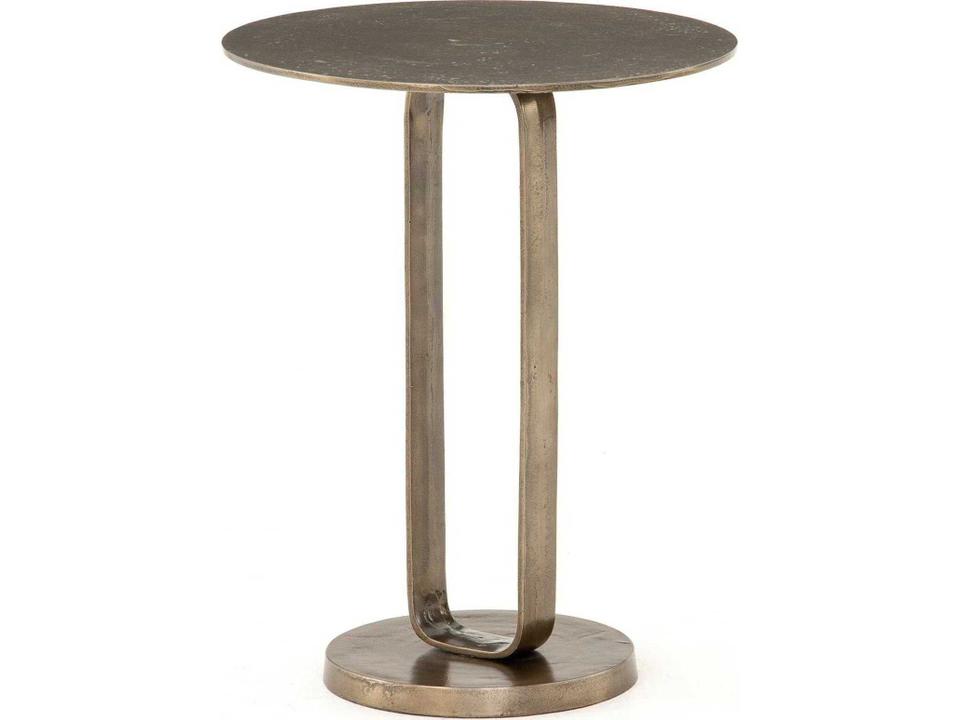 Douglas Round Metal End Table in Aged Bronze