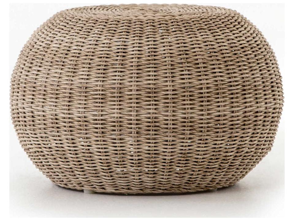 Grass Roots Round Accent Stool in Pure White