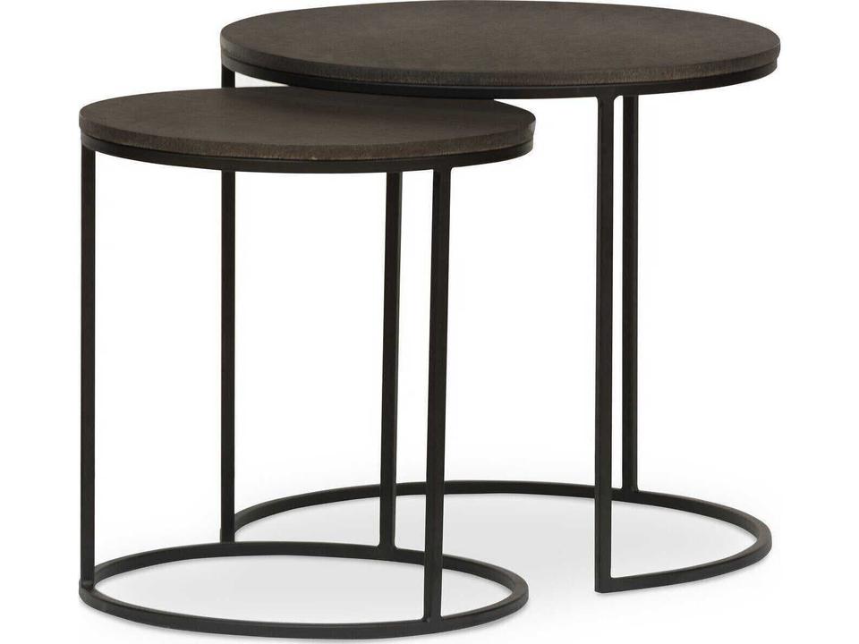 Constantine Round Nesting Lavastone End Tables in Black