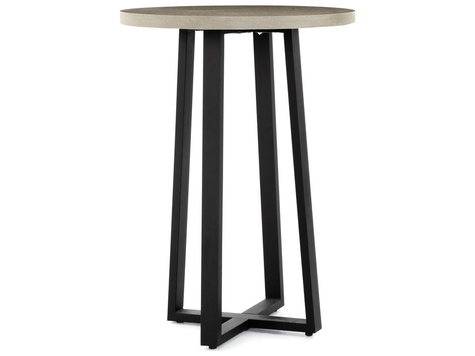 Globetrotter Black Light Grey Round Stone Bar Table
