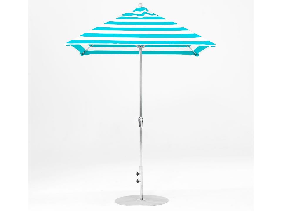 Frankford Monterey Fiberglass Market 6.5 Foot Square Crank Outdoor Patio Umbrella - Special Order Striped Fabric