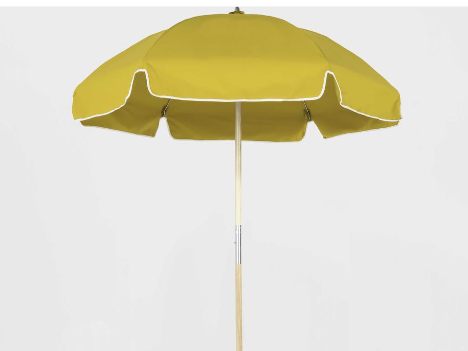Emerald Coast Beach Ash Wood 6.5 Foot Hexagon Manual Lift Outdoor Umbrella