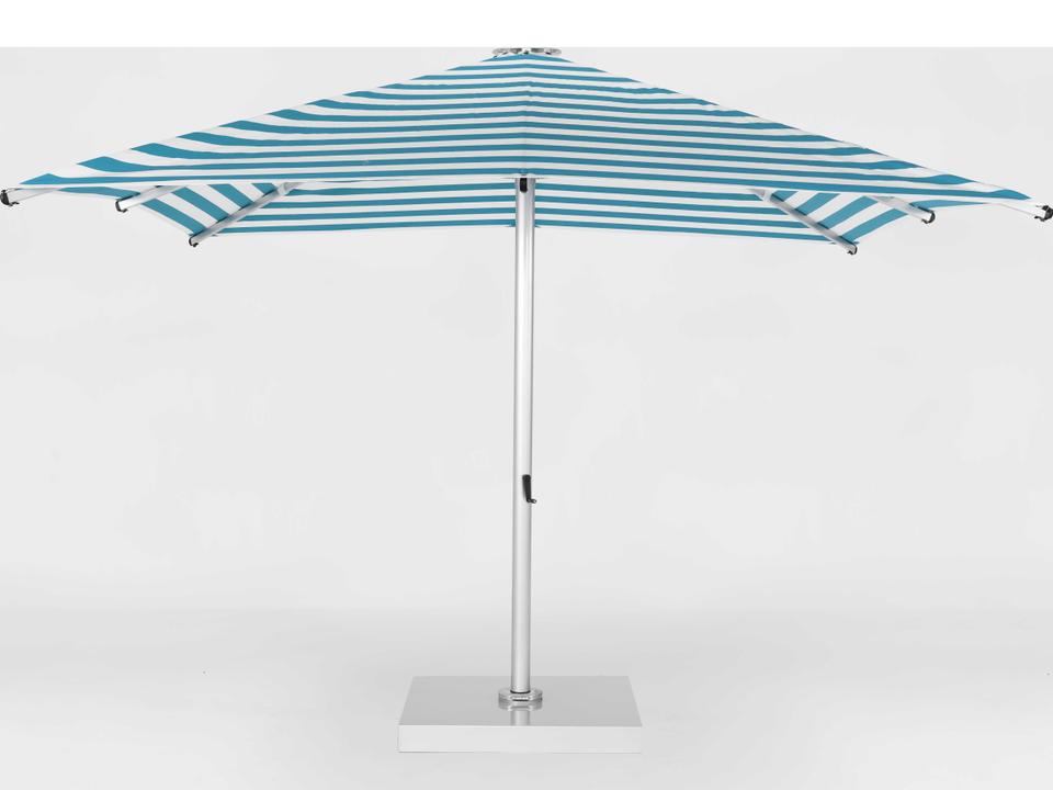 Frankford Nova Giant Center Aluminum Matte Silver 13 Foot Square Telescoping Crank Outdoor Umbrella - Striped Fabric