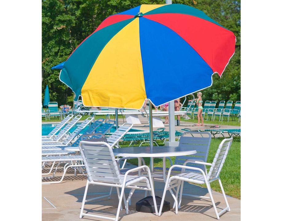 Laurel Quick Ship 7.5 Foot Octagon Auto Tilt Outdoor Patio Umbrella Silver Anodized Frame