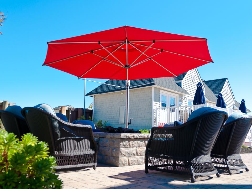 Frankford Eclipse 13-Foot Octagonal Cantilever Outdoor Umbrella in Brushed Silver