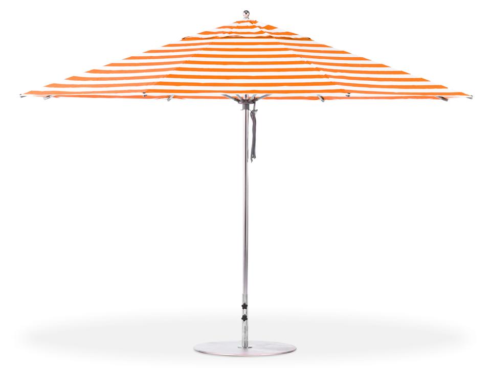 Frankford G-Series Monterey Market Aluminum Silver Anodized 13 Foot Octagon Double Pulley Lift Outdoor Patio Umbrella - Special Order Striped Fabric