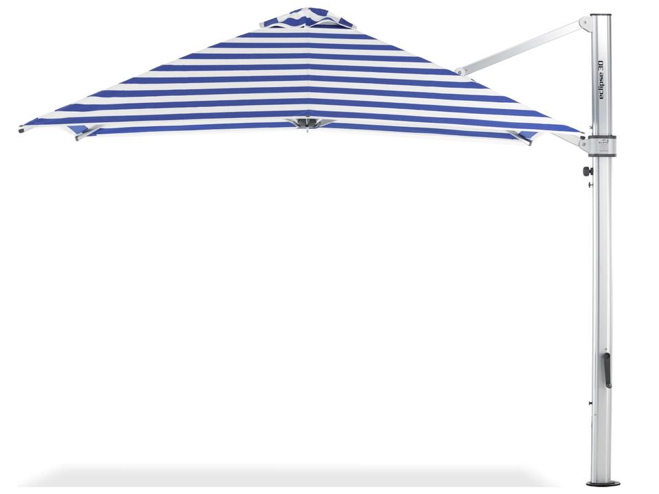 Frankford Eclipse Commercial Cantilever 10 Foot Square Crank Lift Outdoor Umbrella - Special Order Striped Fabric
