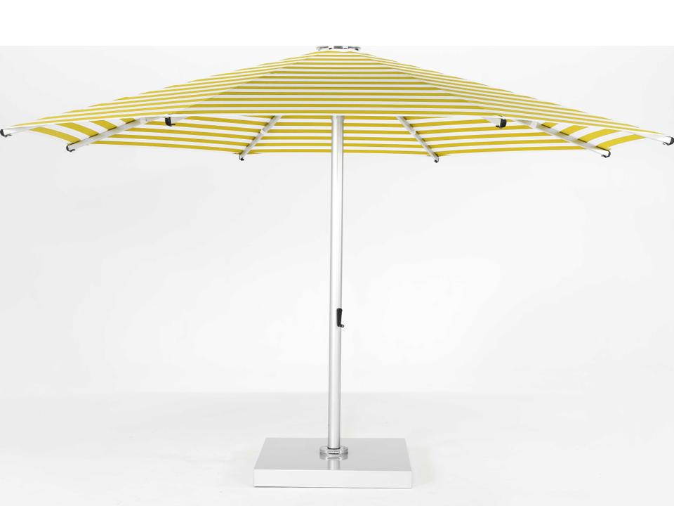 Frankford Nova Giant Center Aluminum Matte Silver 16 Foot Octagon Telescoping Crank Outdoor Patio Umbrella - Striped Fabric