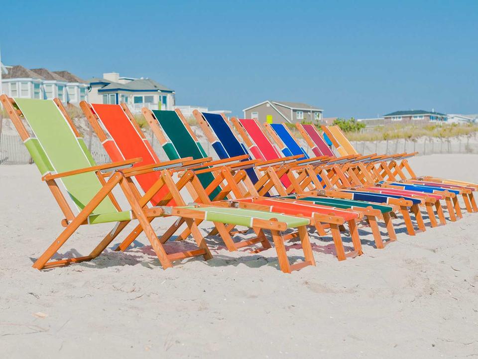 Oak Wood Beach Chairs Sling Patio Lounge Set