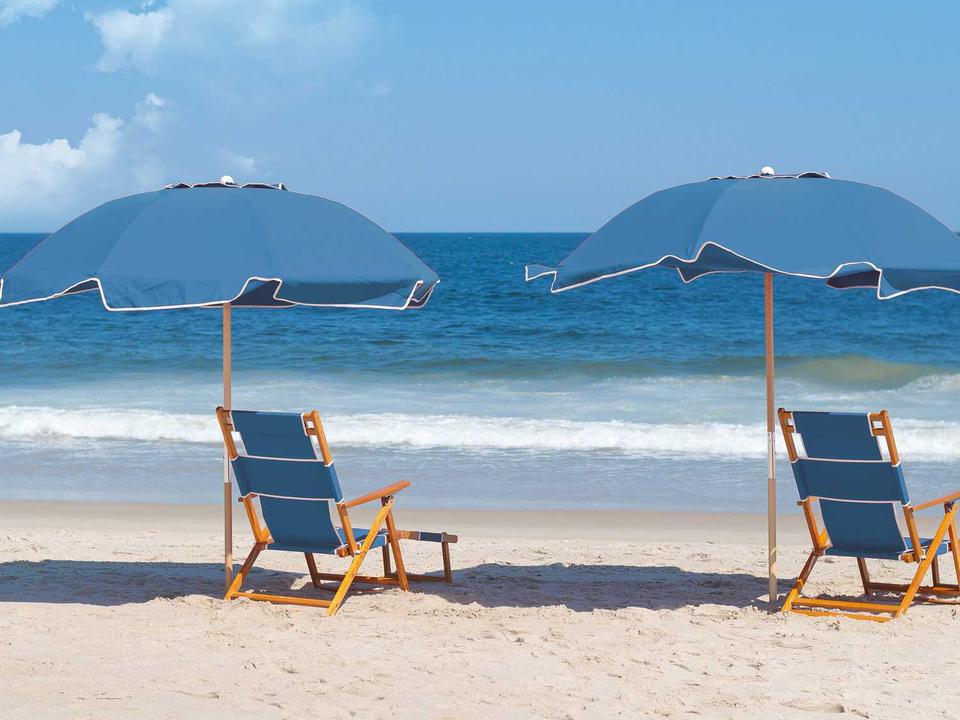 Oak Wood Beach Chairs Sling Outdoor Lounge Set